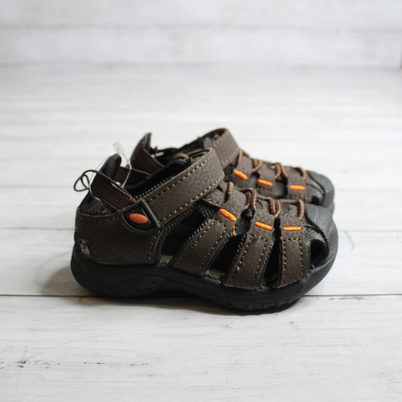 Falls Creek Baby Boy's Brown Trail Sandals Infant Size 5 Closed Toe - Picture 2 of 4